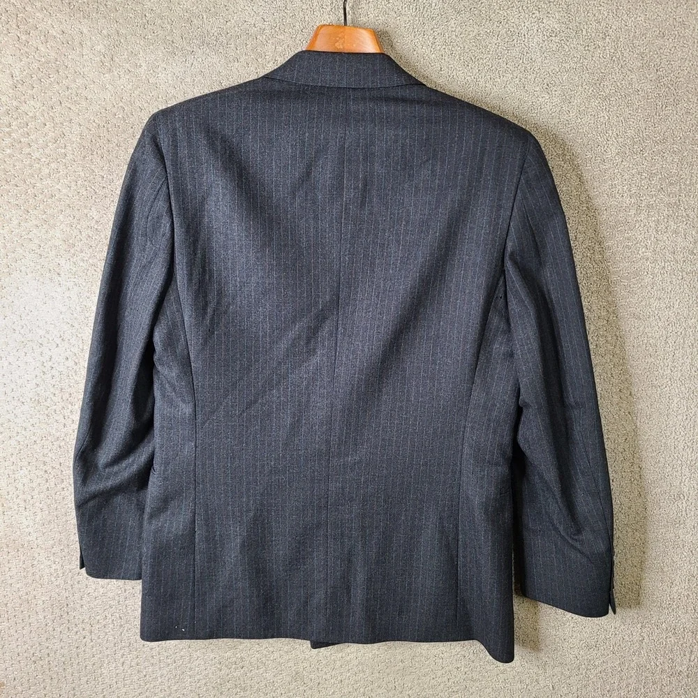 Vintage Stonehaven Jacket Mens 40R Gray Striped Blazer Double Breasted Wool USA